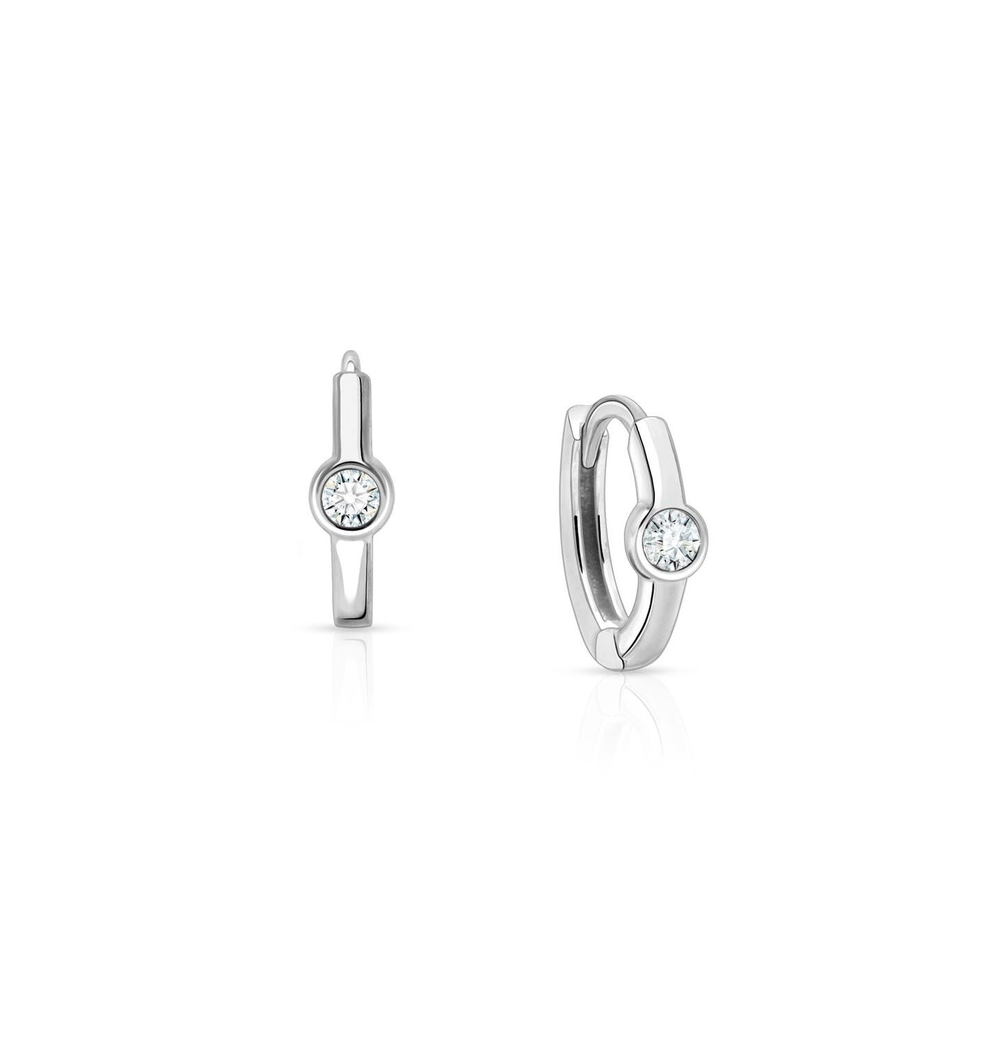 Серьги Tiny Blessings Sterling Silver 9mm Birthstone Huggie для девочек, цвет: April — фото 1