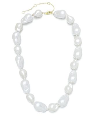 Gold-Plated Chunky Imitation Pearl Necklace