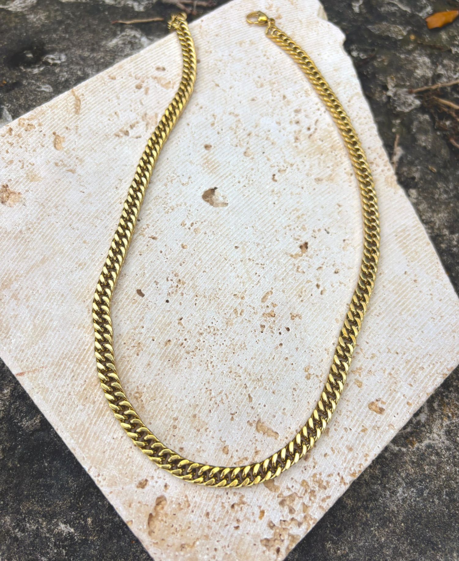 Men's Tarnish Resistant Gold 7mm Cuban Chain Necklace