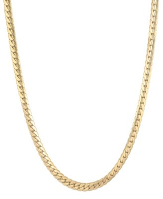 Tarnish Resistant Gold Flat Curb Chain Necklace