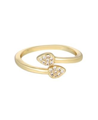 Gold Cubic Zirconia Overlap Petals Ring