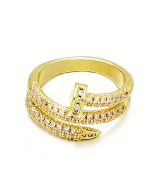 Gold Cubic Zirconia Double Wrap Nail Ring