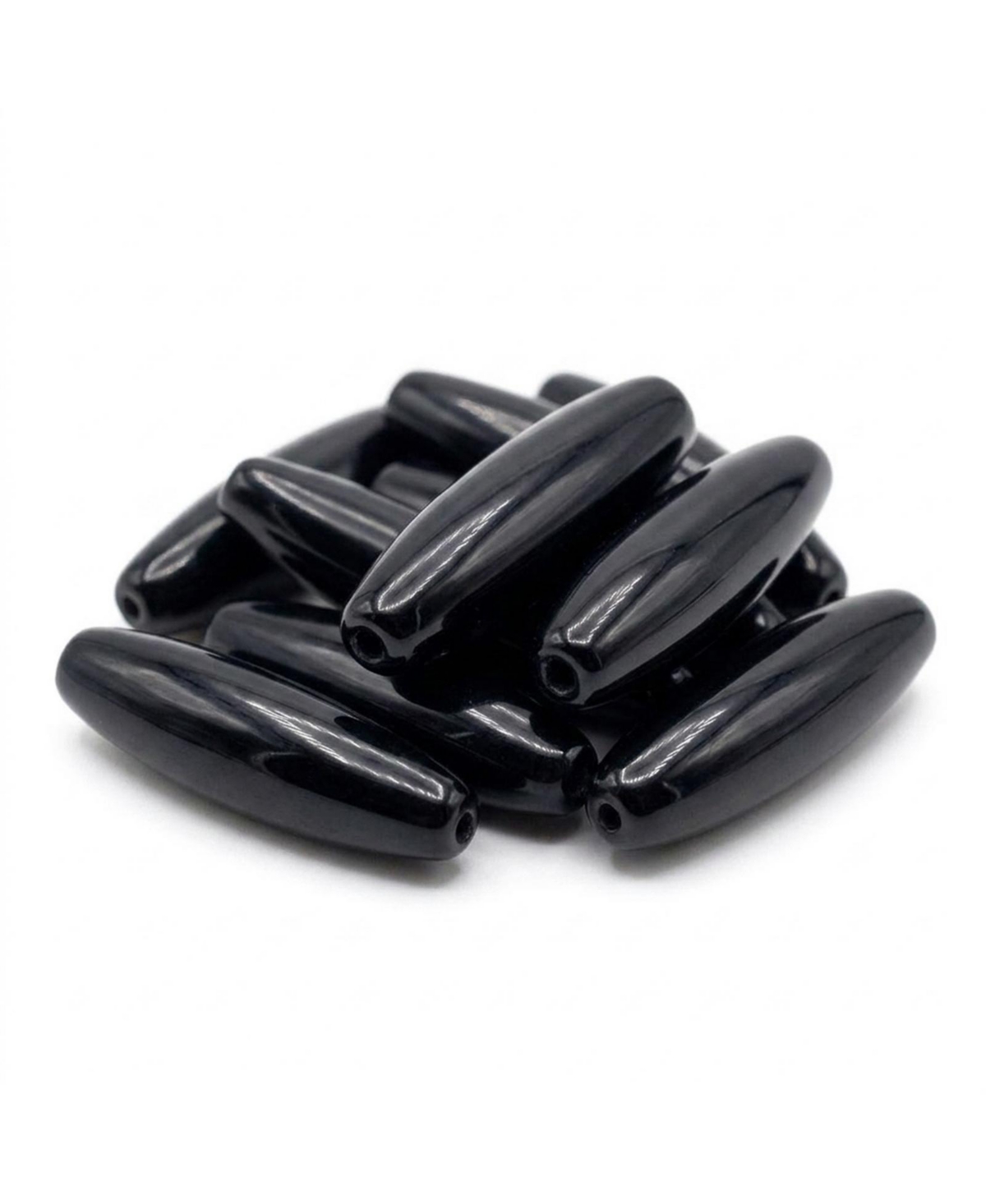 Sevorley 650Pcs Black Acrylic Tube-Shaped Loose Beads for Diy Jewelry