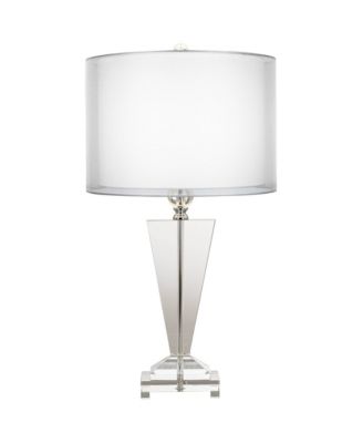 Modern Table Lamp 30.5" Tall Clear Crystal Trophy Double Sheer Drum Shade for Living Room Bedroom