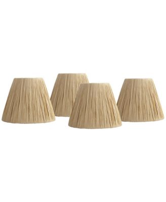 3" Top x 5 1/2" Bottom x 4 1/2" High x 4 1/2" Slant Lamp Shade Replacement Set of 4 Empire Tapered Lafite Raffia Clip On Candelabra