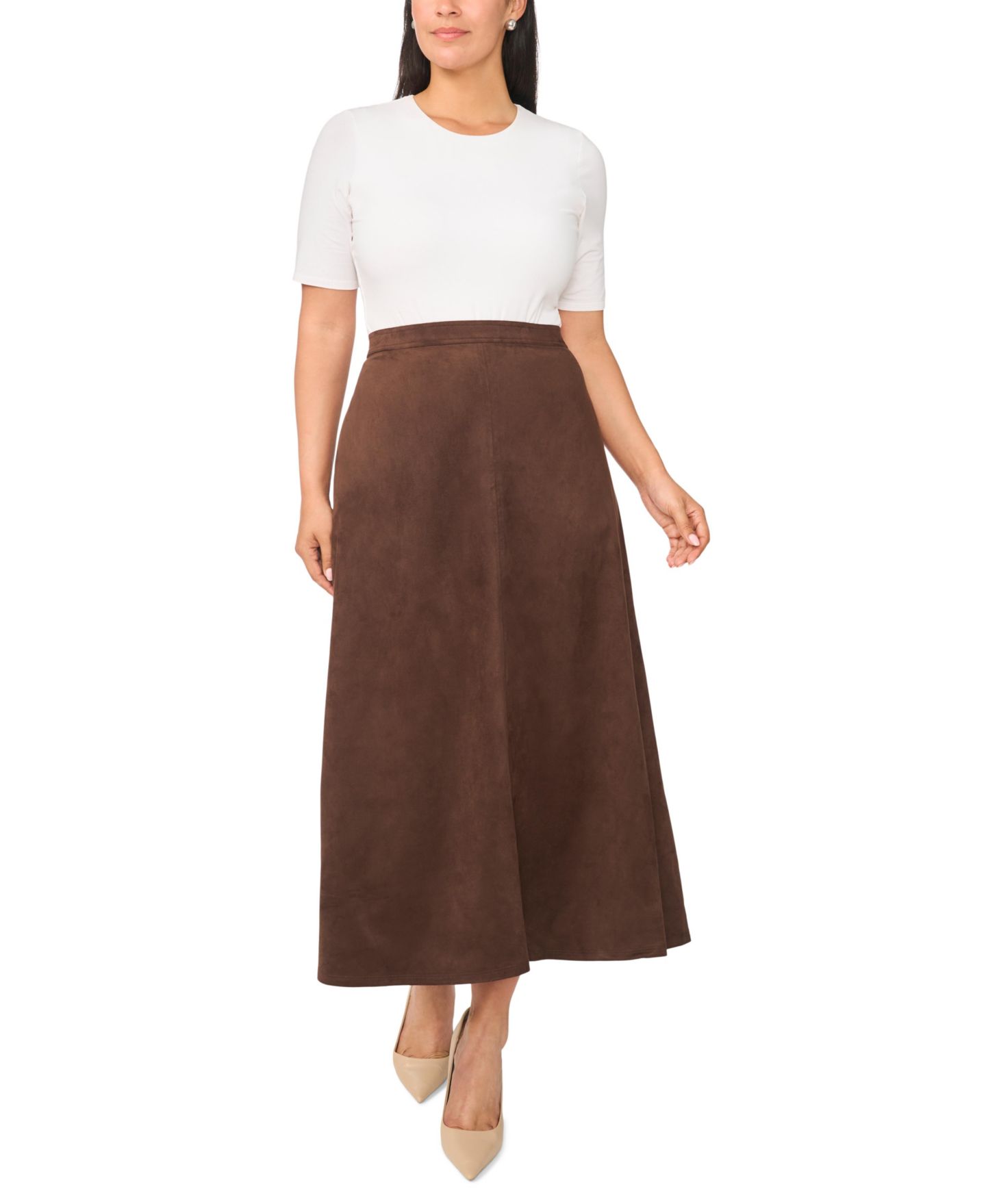 Женская юбка Vince Camuto Plus Size Center Seam A-Line, цвет: Насыщенный шоколадный — фото 2