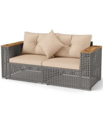 Outdoor Corner Sofa Set 2-Piece with Plush Cushions