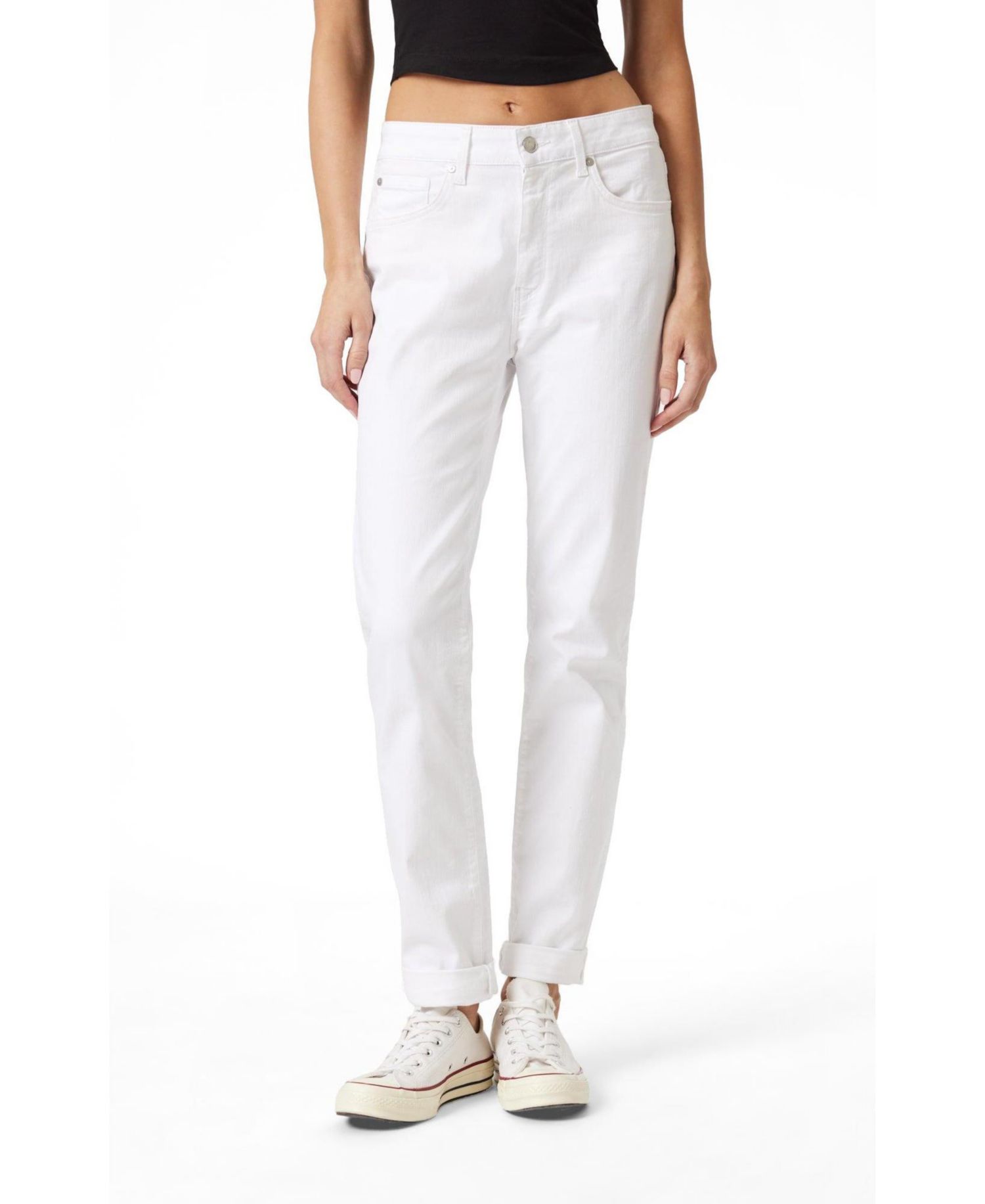 Women's Kathleen Mid Rise Boyfriend In White Feather Blue