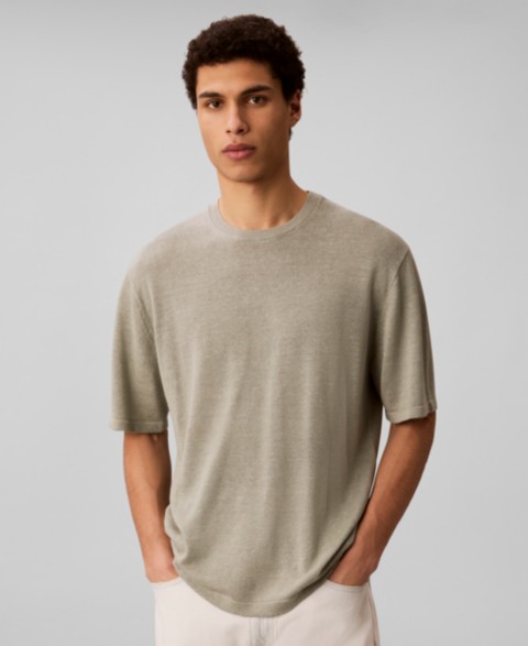 Мужские Calvin Klein Men's Subtly Textured Linen Blend Short-Sleeve Sweater