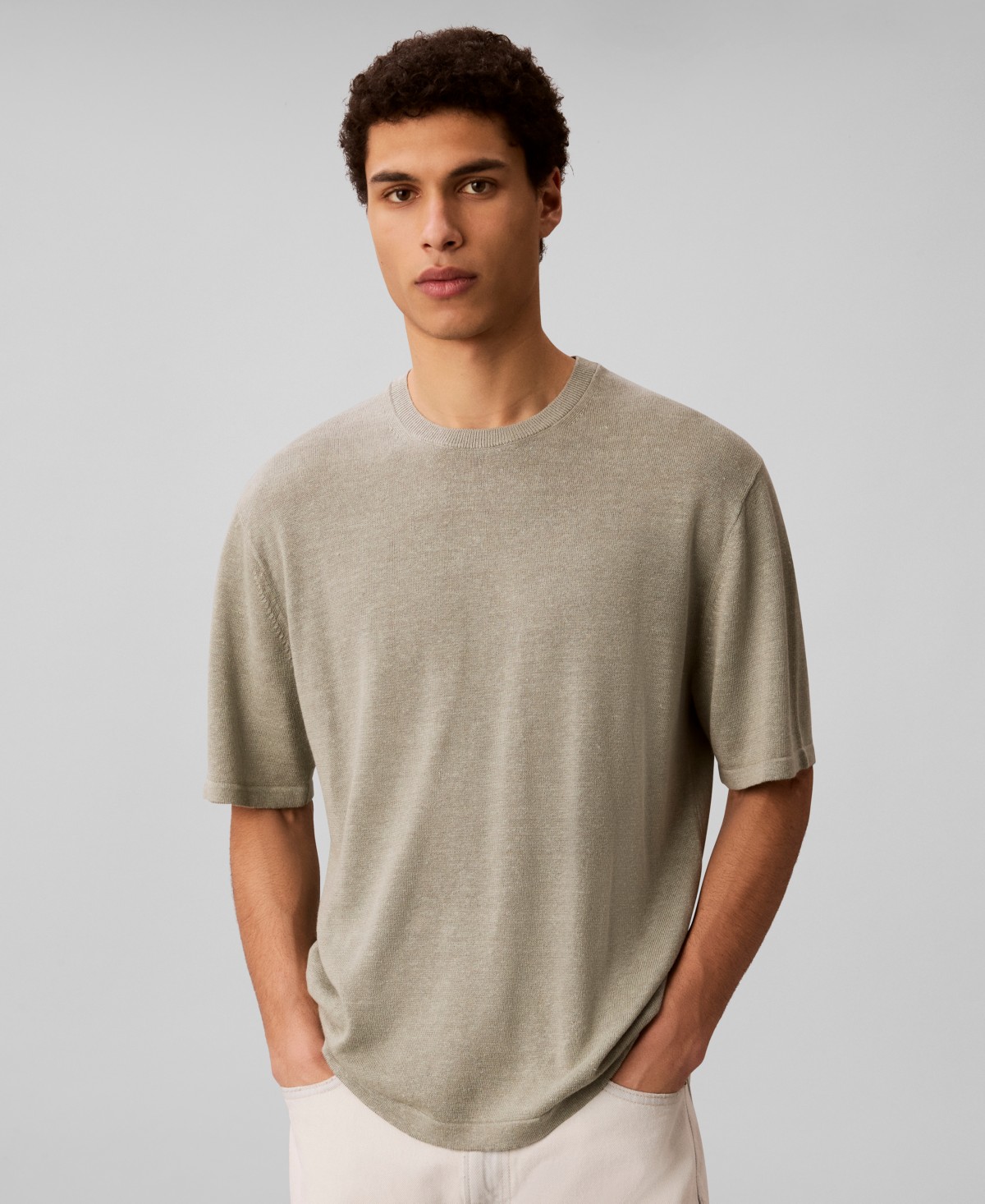 Мужские Calvin Klein Men's Subtly Textured Linen Blend Short-Sleeve Sweater — фото 1