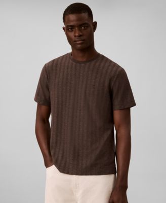 Men's Vertical Stripe Textured Crewneck T-Shirt