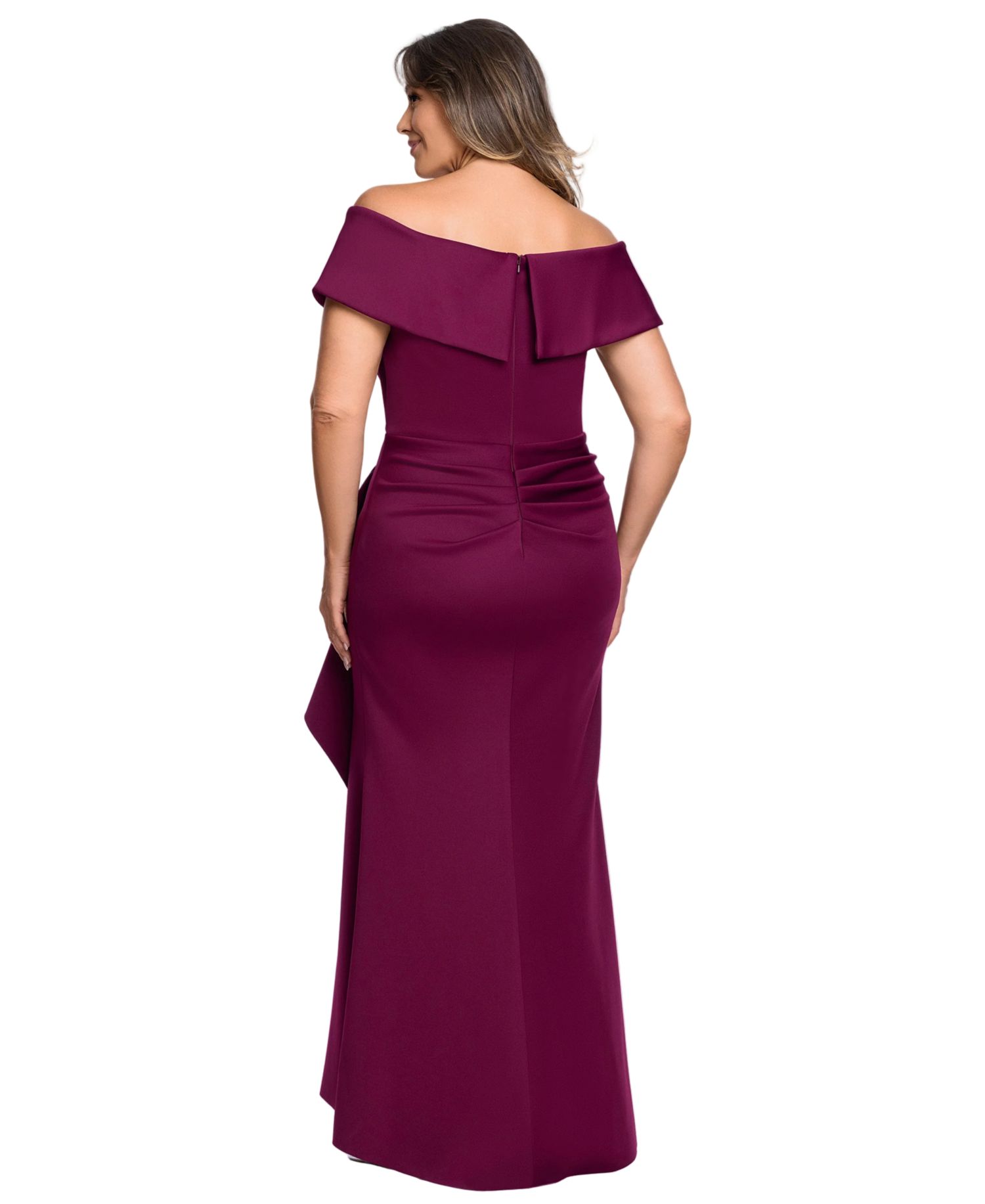 Plus Scuba Off-The-Shoulder Gown