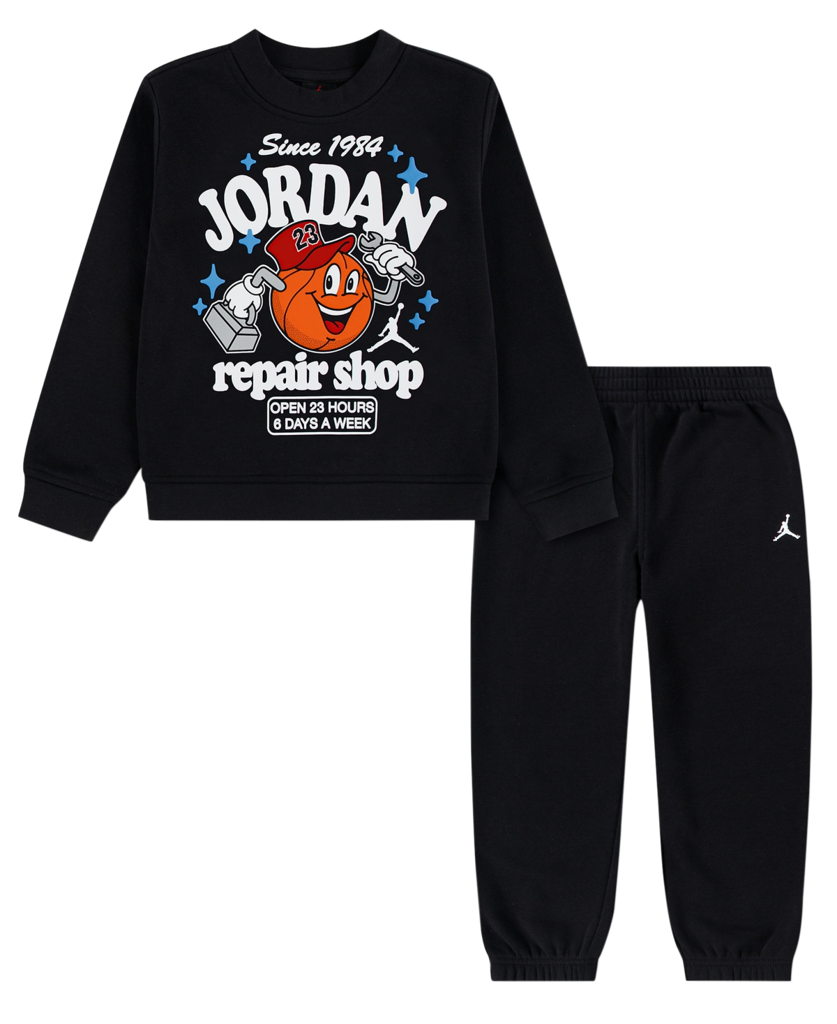 Jordan Boys' 4-7 Striped Fleece Long-Sleeve Top and Pants, 2-Piece Set