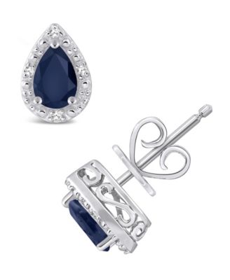 Sapphire (9/10 ct. t.w.) and Diamond Accent Stud Earrings in Sterling Silver (Also in Ruby)