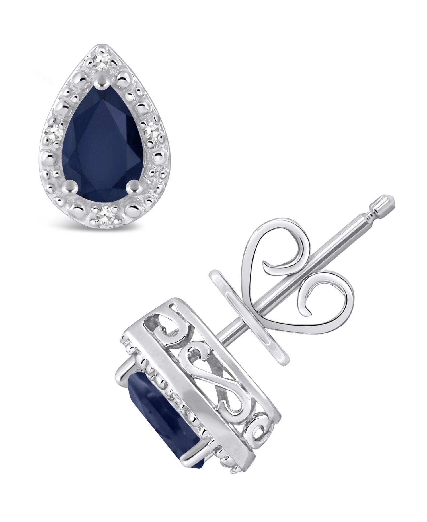 Sapphire (9/10 ct. t.w.) and Diamond Accent Stud Earrings in Sterling Silver (Also in Ruby)