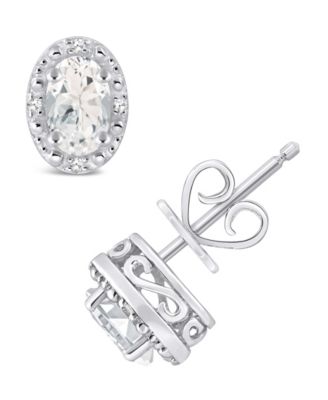 White Topaz (1-1/8 ct. t.w.) and Diamond Accent Stud Earrings in Sterling Silver