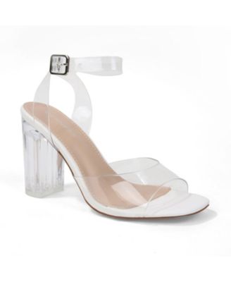 Women's Navi Clear Strap and Block Heel Sandals