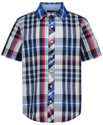 Boys' 2T-7 Plaid Short-Sleeve Button-Front Shirt