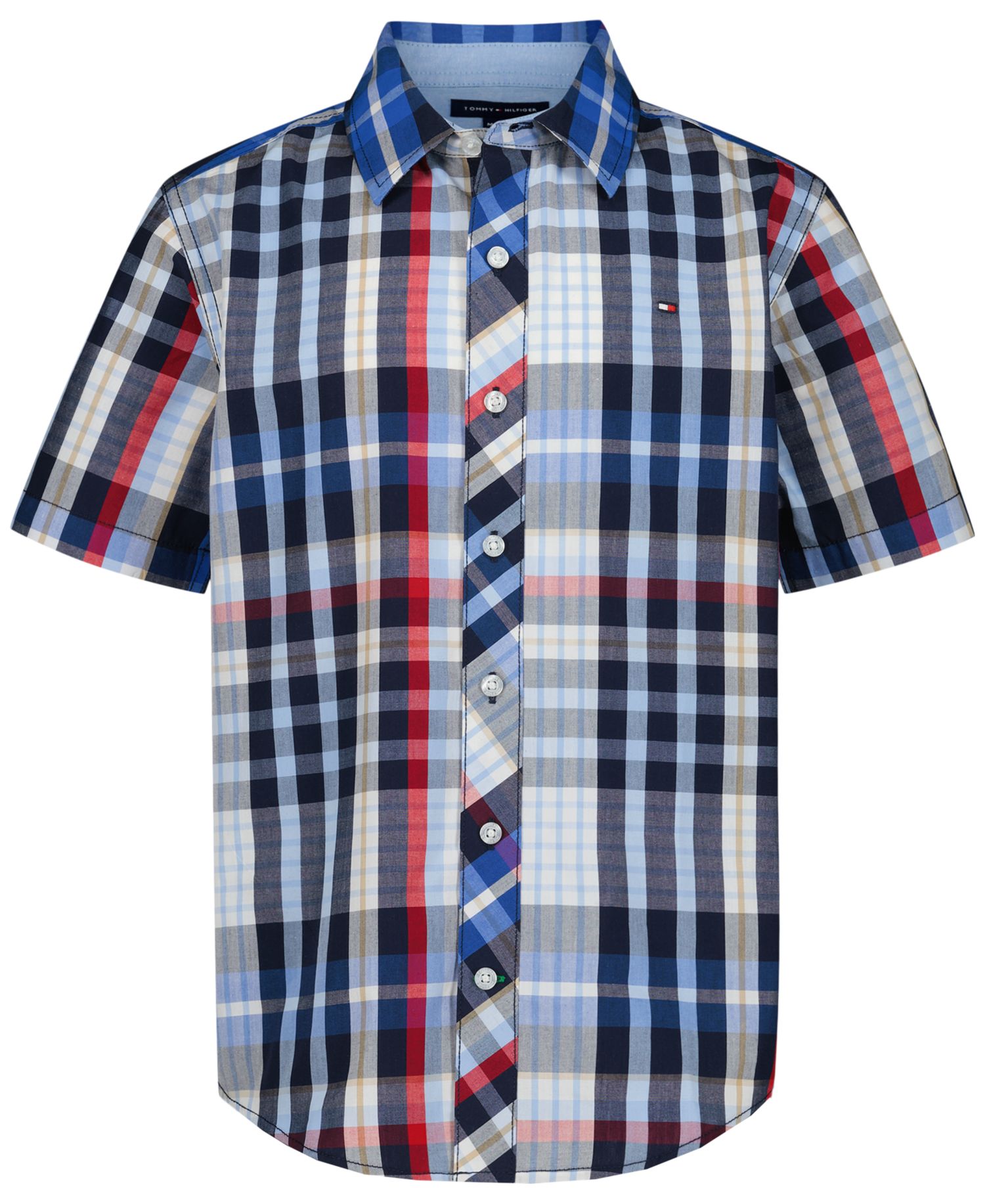 Boys' 2T-7 Plaid Short-Sleeve Button-Front Shirt
