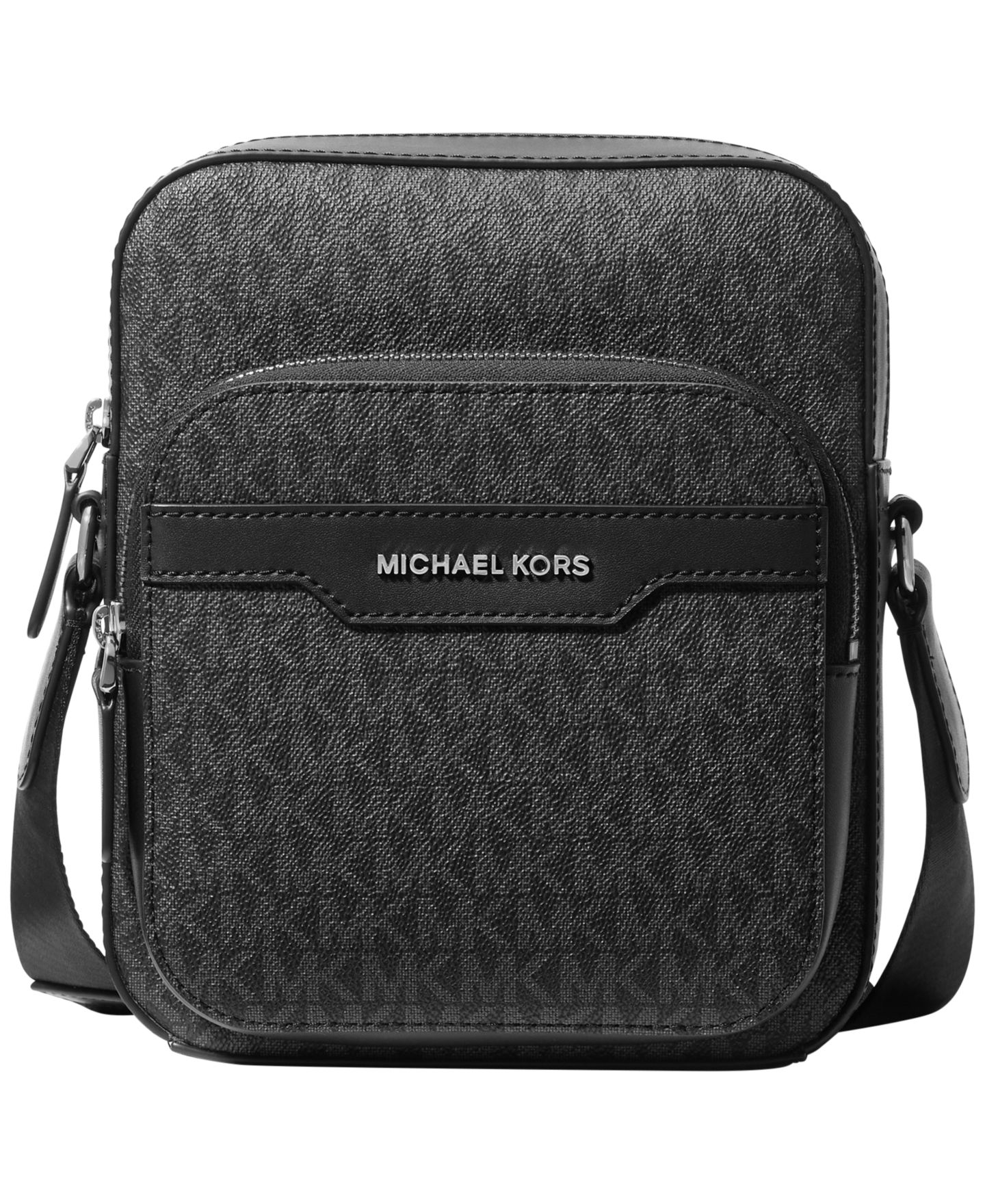 Мужская сумка Michael Kors Hudson Mini Signature Logo Flight Crossbody, цвет: Чёрный — фото 1