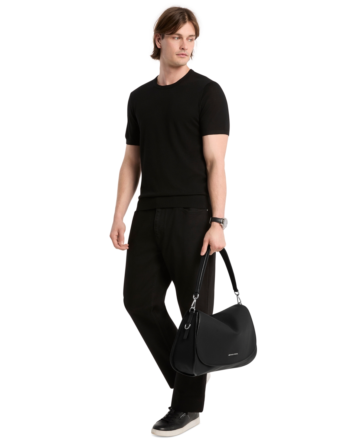 Michael Kors Men's Holmes Extra-Large Pebbled Leather Convertible Messenger Bag