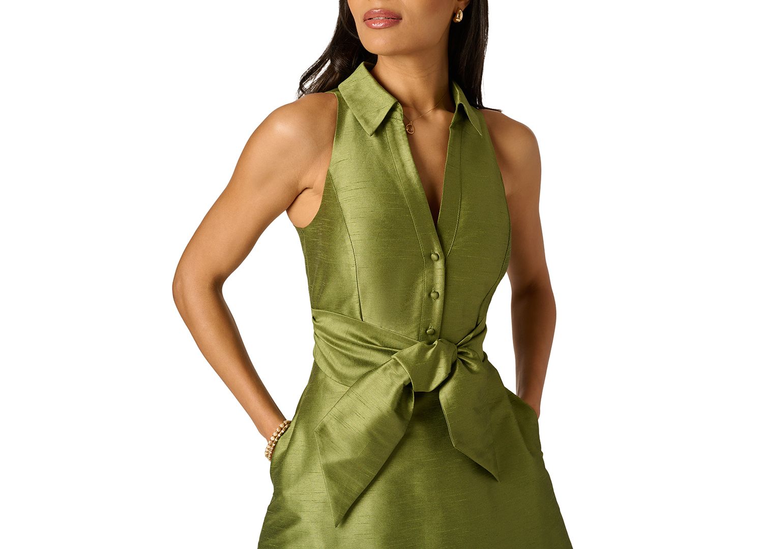 Women's Tie-Front Midi Dress