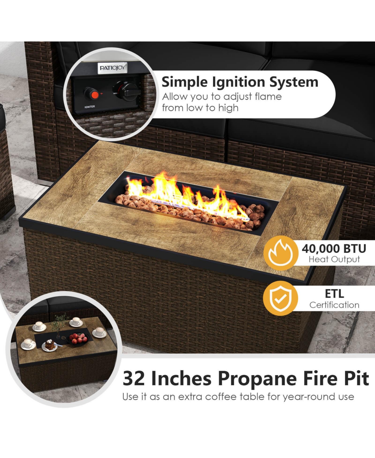 Costway Pieces Outdoor Furniture Set with Fire Pit Table and Propane Tank Cover