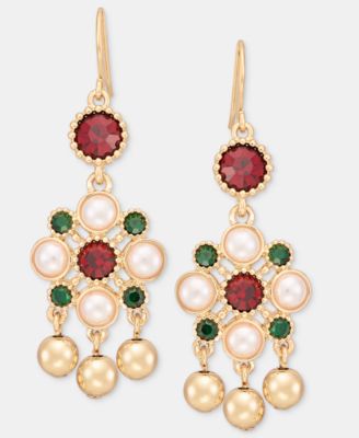 Red and Green Stone Leverback Drop Earrings