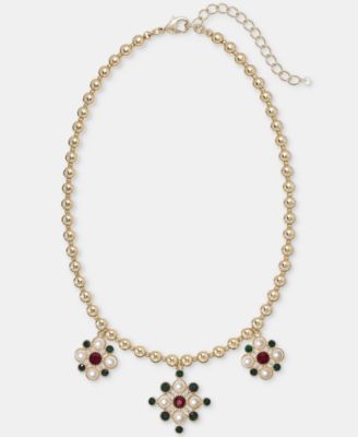 Red and Green Stone Frontal Necklace