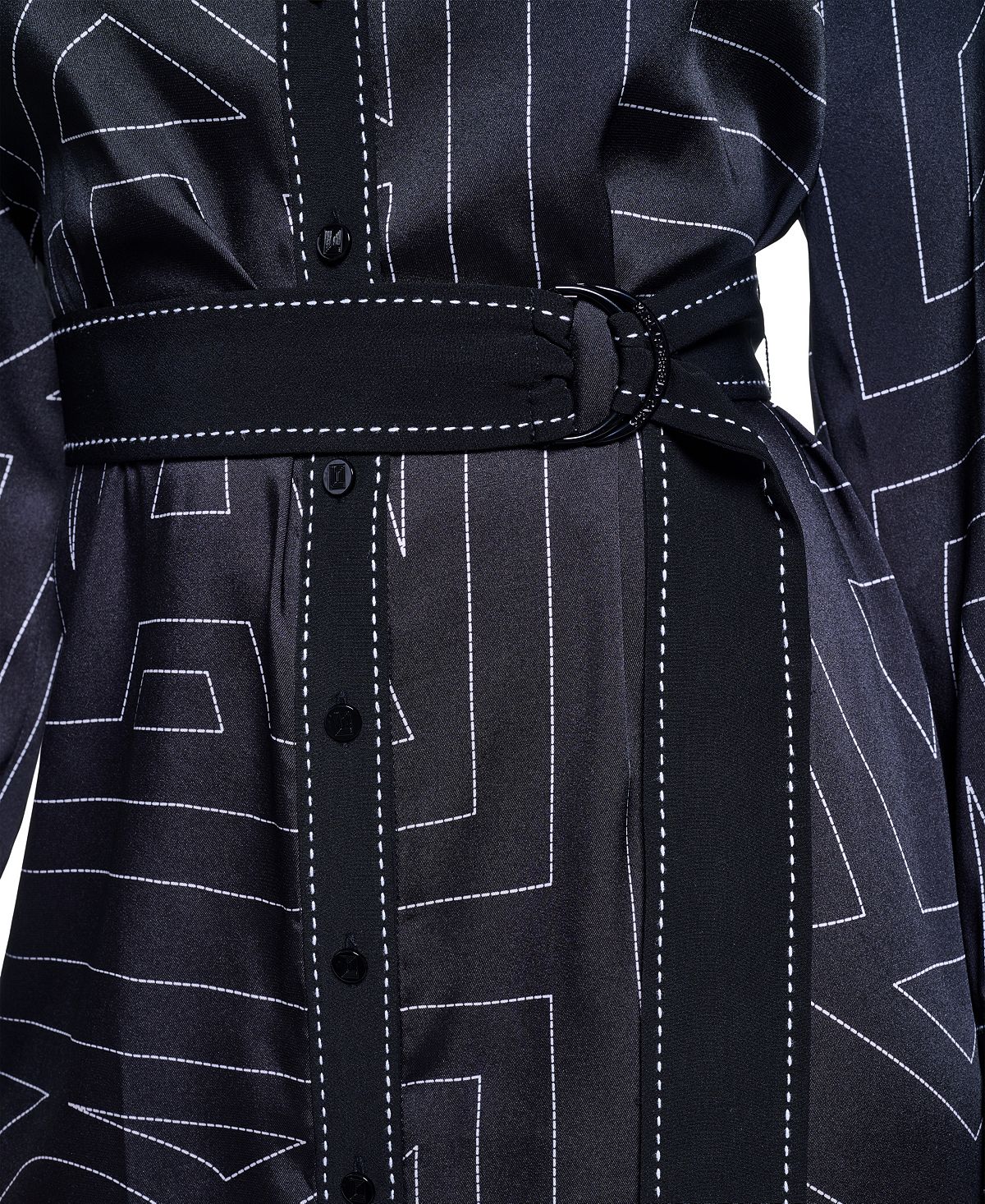 KARL LAGERFELD PARIS Women's Printed Scarf Twill Shirt Dress view 5 — MAYCSS fashion products