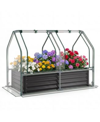 4 x 2 x 3 ft Small Galvanized Raised Garden Bed with Greenhouse Cover