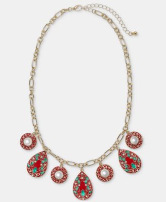 Teardrop Statement Charm Necklace, 16" + 3" extender