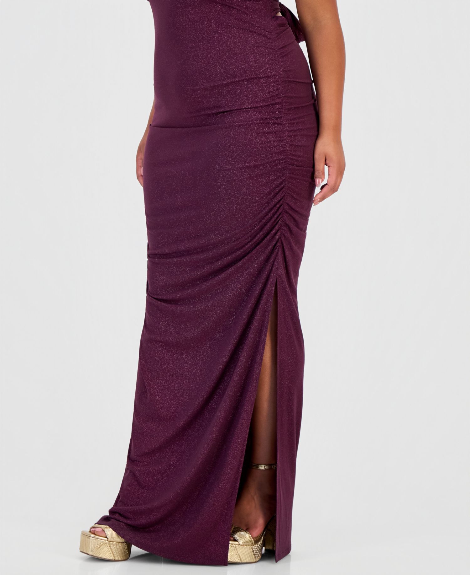 Trendy Plus Size Halter-Neck Side-Slit Evening Gown