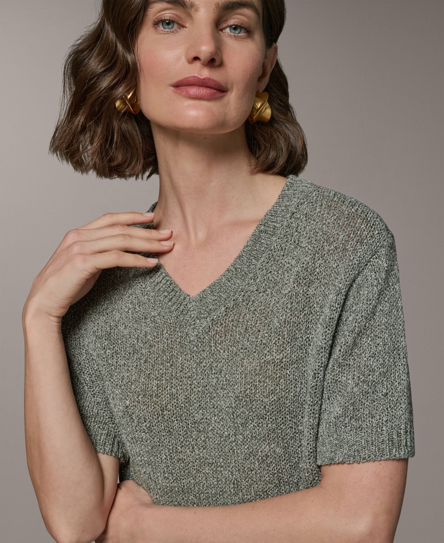 Women's Short-Sleeve V-Neck Sweater
