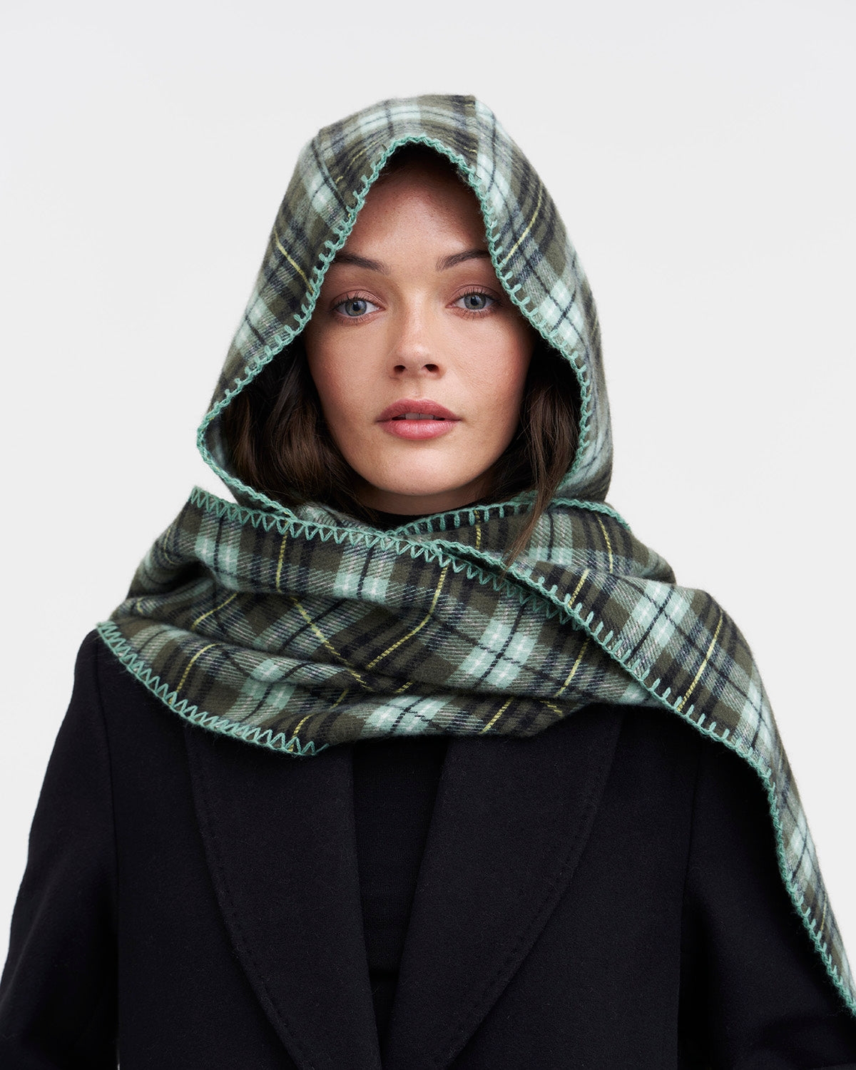 Fable England Women's Check Hooded Scarf