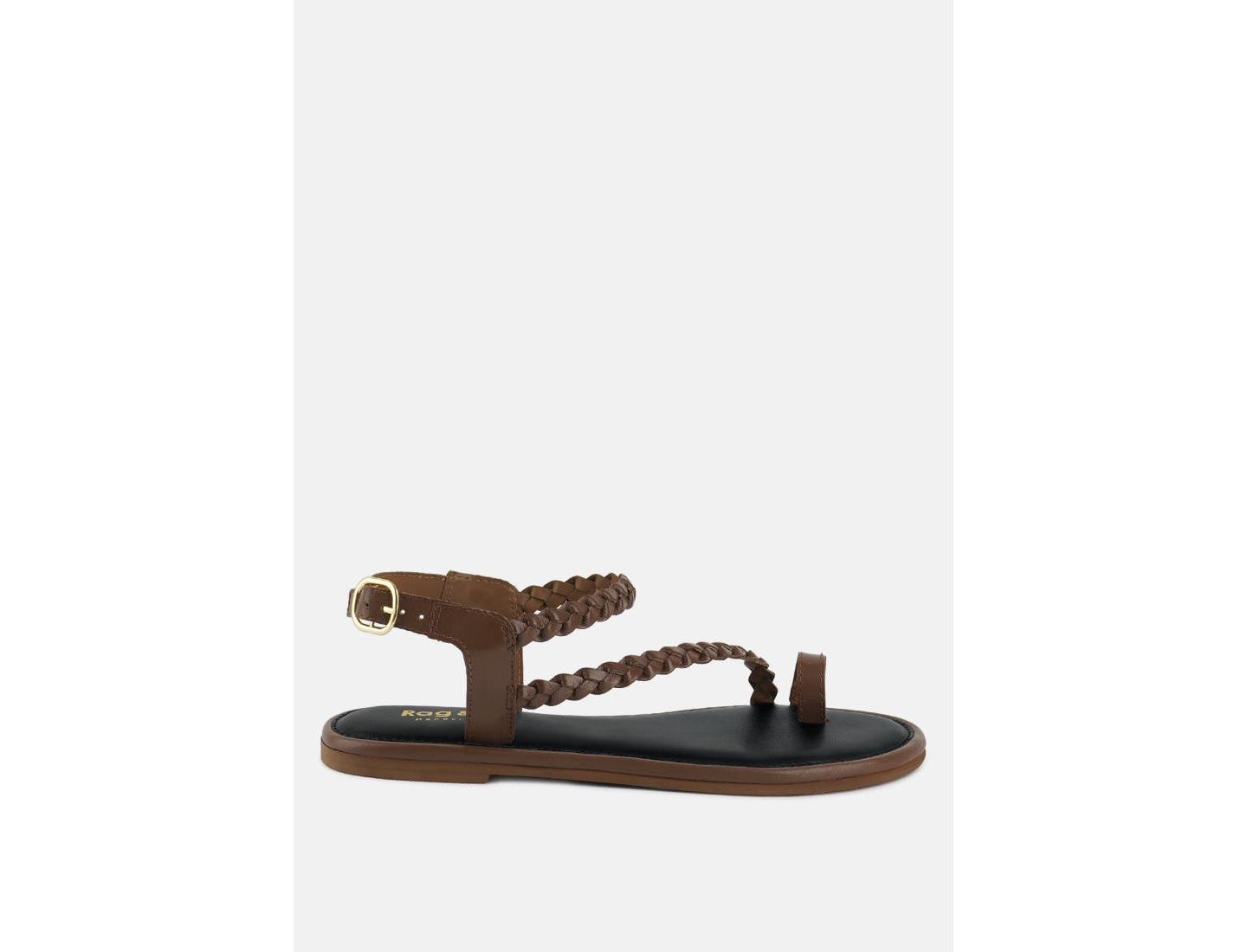 Женские сандалии Rag & Co Stallone Braided Flat, цвет: Бежевый / Хаки — фото 33