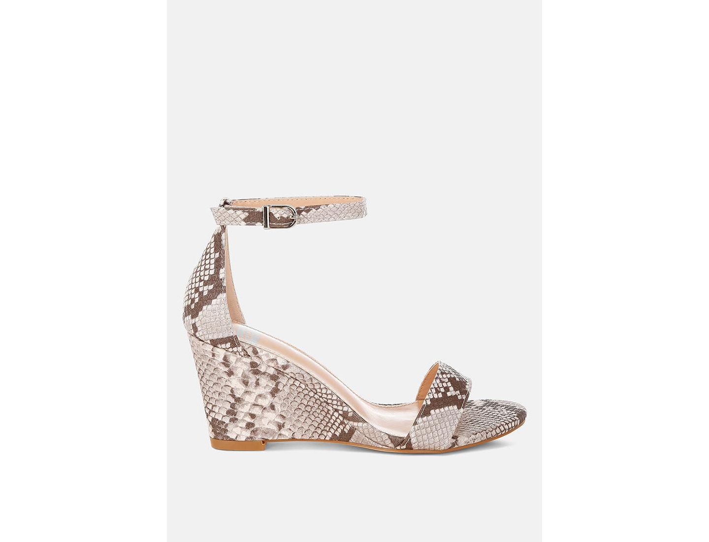 Женские сандалии Rag & Co Kodor Snake Print Slim Wedge, цвет: Натуральный змеиный с принтом — фото 8