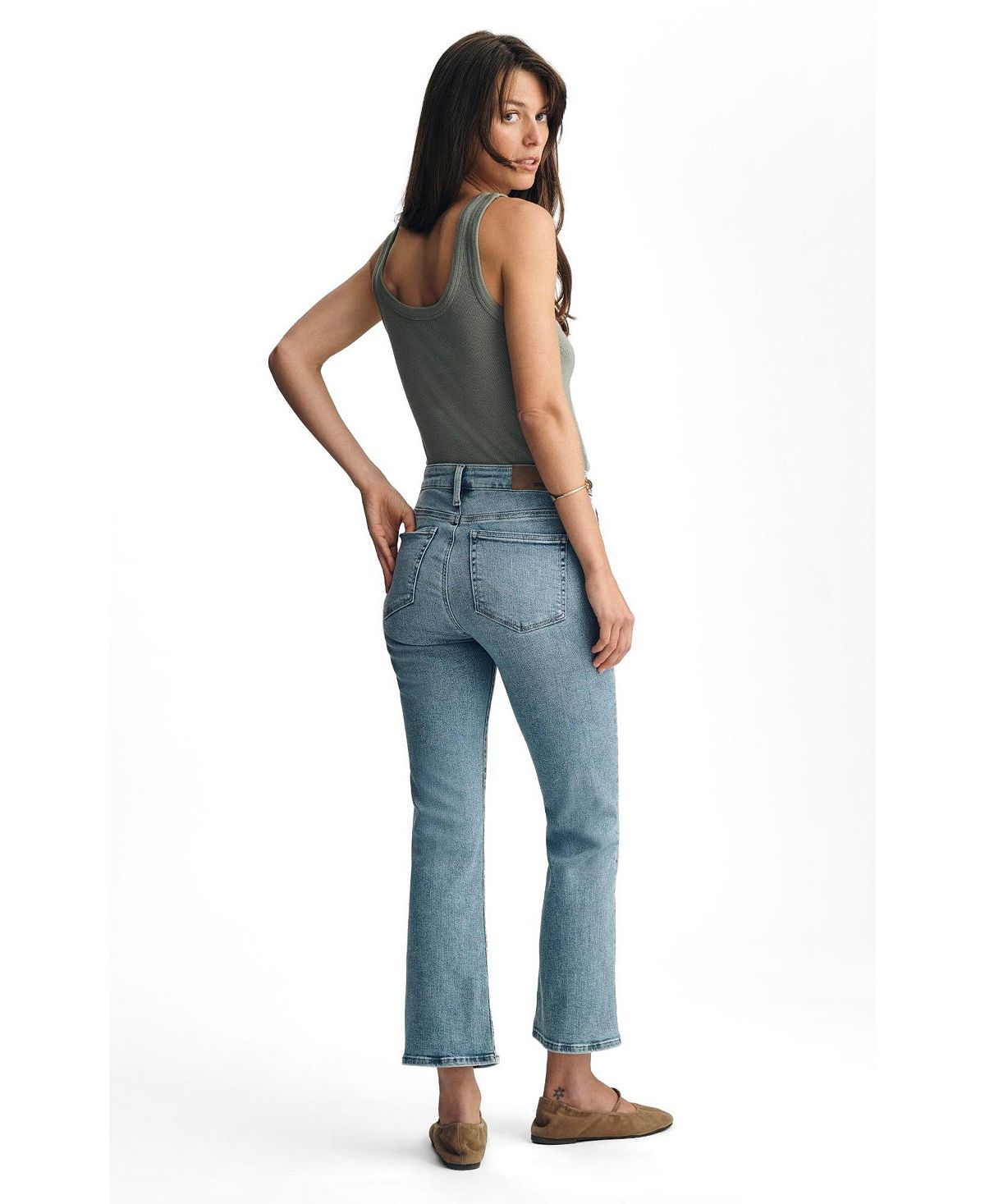 Mavi Jeans Women's Anika Mid Rise Cropped Flare In Lt Brushed Flex Blue view 3 — MAYCSS fashion products