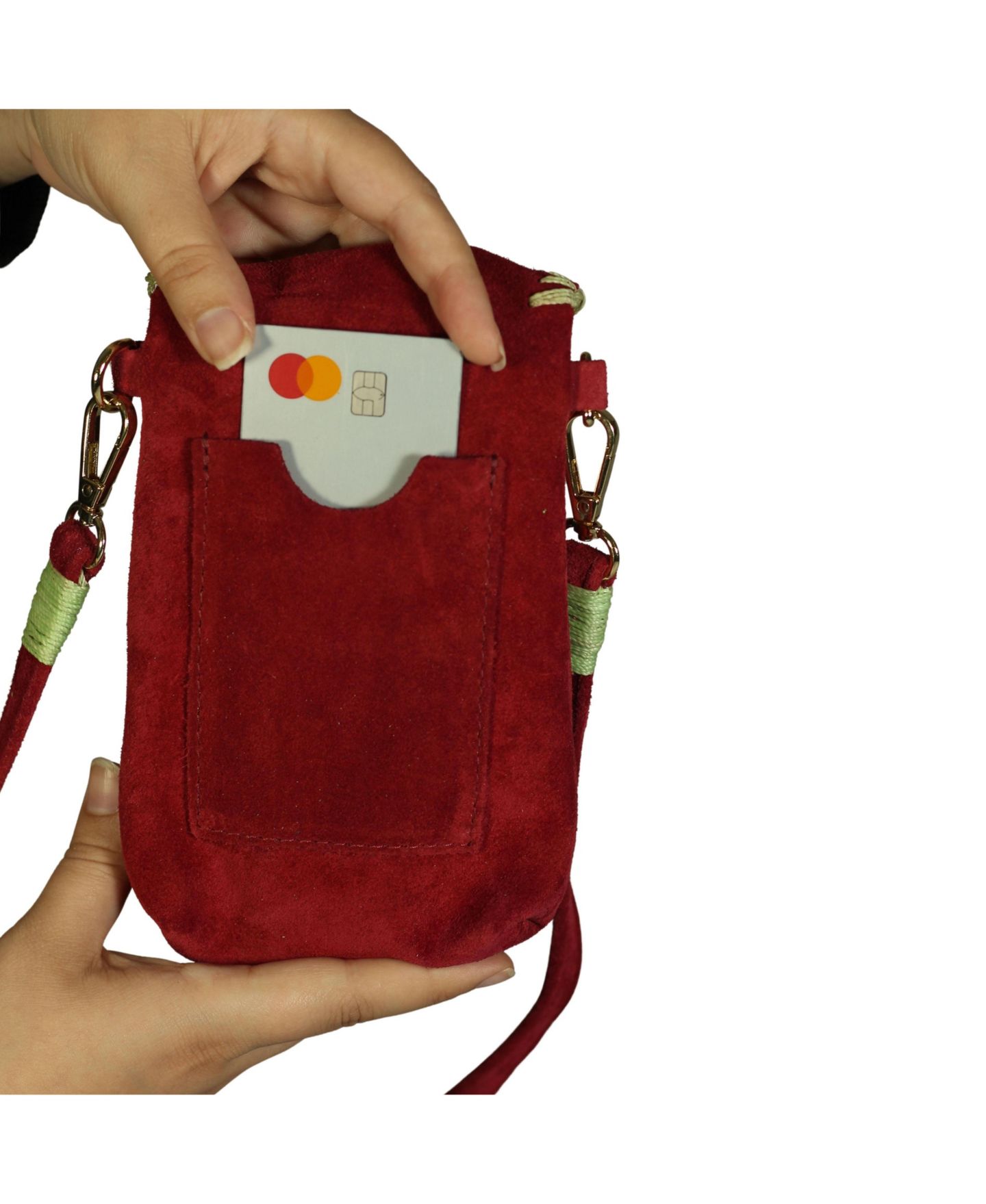 Сумка Carlos Falchi Cell Phone Butterfly Suede Leather, цвет: Malbec — фото 4