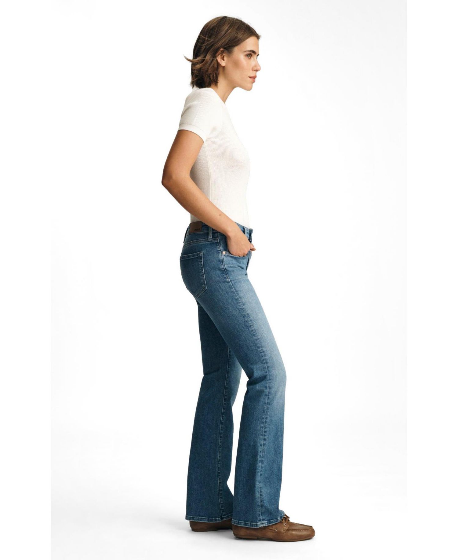 Women's Mavi Vicky Mid Rise Bootcut Bootcut In Blue Brushed Flex Blue