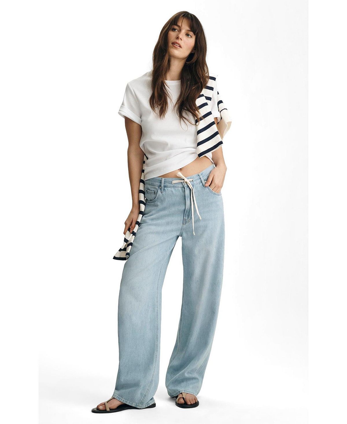 Mavi Jeans Women's Nella Adjustable Drawstring Wide Leg In Bleached Well Blue view 1 — MAYCSS fashion products