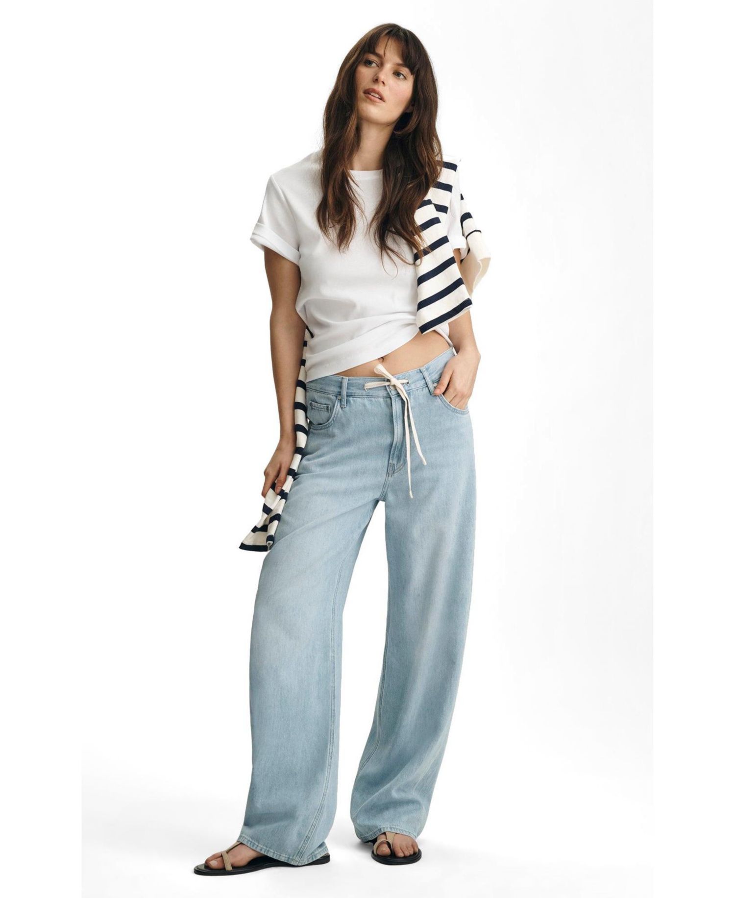 Women's Nella Adjustable Drawstring Wide Leg In Bleached Well Blue