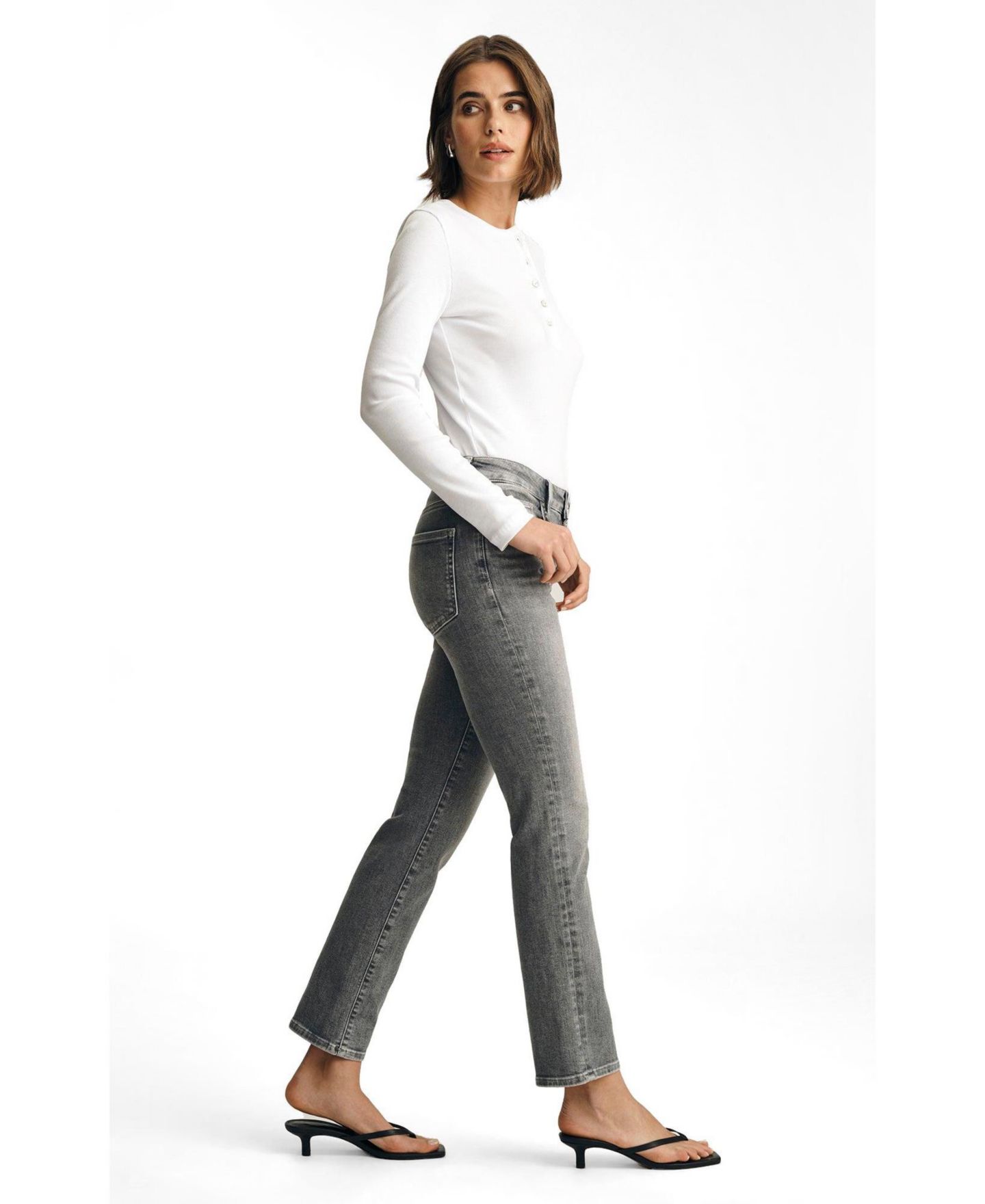 Женские прямые джинсы Mavi Jeans Kendra с высокой посадкой, серый Flex Blue, цвет: Серый синий — фото 2