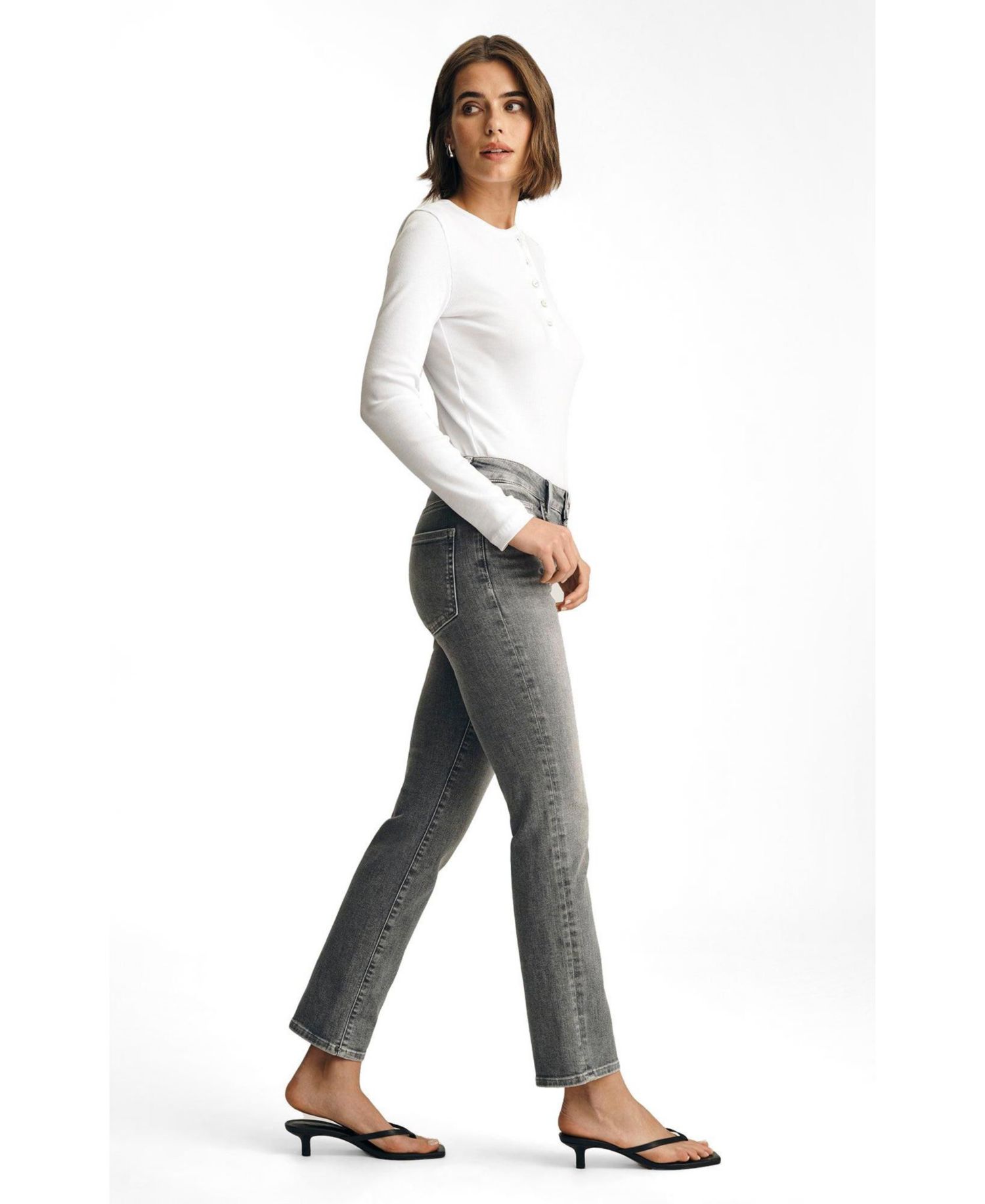 Women's Kendra High Rise Straight Leg In Grey Used Flex Blue