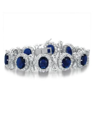 Dazzling White Gold Plated CZ Oval and Pave Statement Bracelet