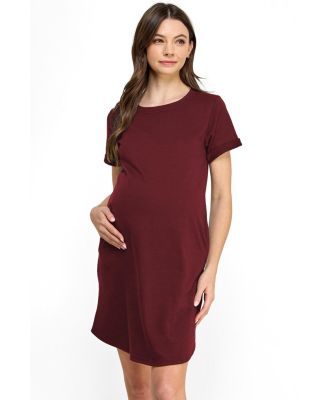 Maternity Short Sleeve T-Shirt Dress with Pockets