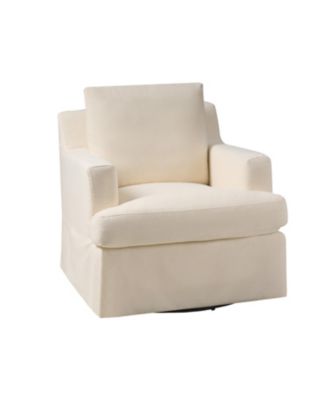 Epirus 33" Wide Farmhouse Slipcovered Swivel Rocking Armchair with Down Blend Fill