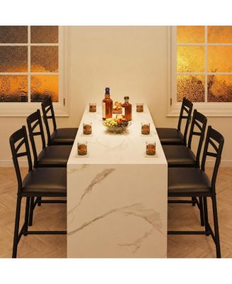 Set of 6 Counter Height Dining Chairs, 22 Inch Upholstered Chairs with Thick Cushion and Backrest for Kitchen Island