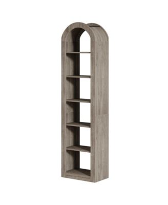 Modern Narrow Open Bookshelf with 6 Tier Storage Design