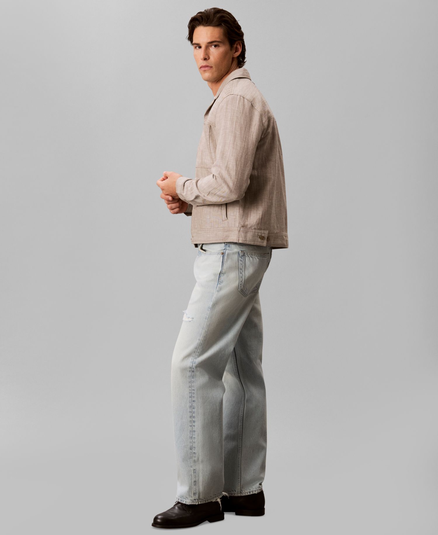 Men's Linen Blend Shirt Jacket